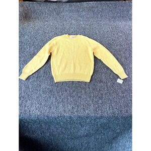 The Fox Collection Sweater Womens Medium Yellow Knitted Slim Fit Long Sleeve